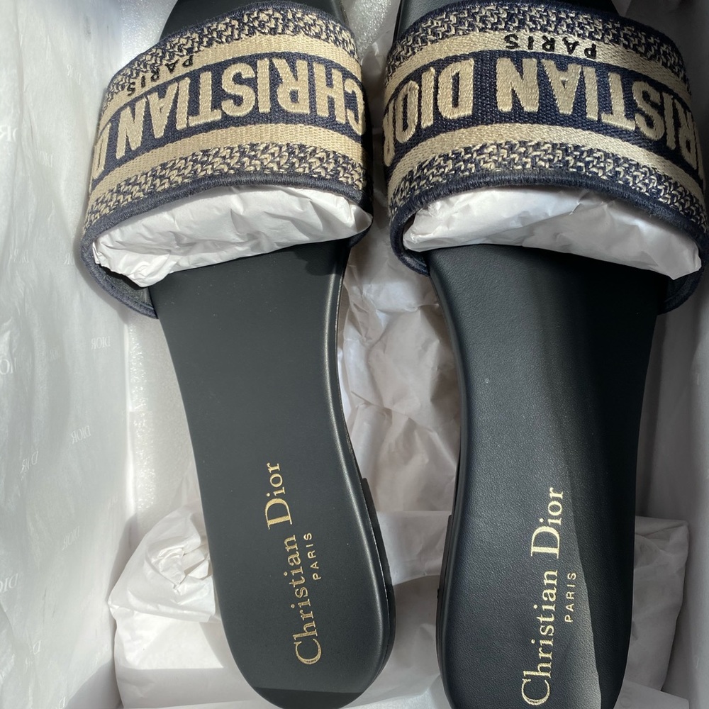Dior EMBROIDERED COTTON SANDALS